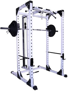 Deltech Fitness Heavy Duty Squat Rack with LAT Attachment 1000 lb Capacity