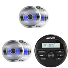 KICKER KMC2 Marine Grade Receiver & (2 Pair) 51KM614FL 6.5" LED Speakers Bundle