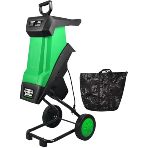 zhenmaster 2400W Electric Garden Shredder with 50L Collection Box, 40mm Max Cutting Size, Powerful Wood Chipper and Leaf Mulcher, Portable Quiet Yard Waste Crusher for Branches, Twigs and Leaves