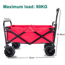 5sssallefaa Foldable Beach Cart Portable Garden Trolley 90kg Capacity Red