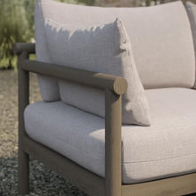 Modway Eleni Outdoor Teak Wood Loveseat in Weathered Gray Pebble – 64 Inch Patio 2 Seat Sofa with Sunproof Foam Cushions