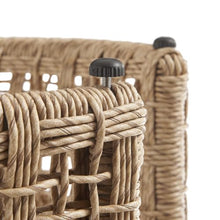 Armen Living Driftbay Natural Rattan Round Outdoor Side Table with Sintered Stone Table Top