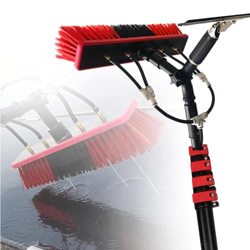 Eastnmythet High Altitude Window Cleaning Telescopic Brush, Water Fed Poles Kit with Scraper, Solar Panel Cleaning Brush, 12-36ft,9m/30ft