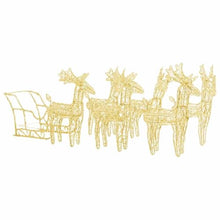 KFPOERTFGD 320 LED Reindeer and Sleigh Christmas Decoration, Glowing Outdoor Holiday Yard Display, Warm White Acrylic Lights for Garden Pathway, 8 Lighting Modes