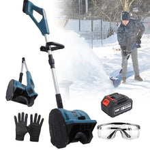 Electric Cordless Snow Blower, Home Snow Blower, Snow Thrower with Adjustable Handle and Length, Foldable storage for Snow Removal,Blue-1Battery