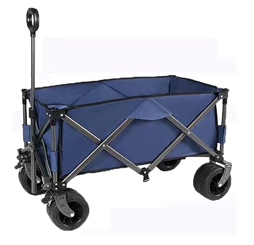 CWENZXDIA Garden Wagon Folding Wagon Cart Utility Garden Trolley Portable Rolling Shopping for Beach Outdoor Picnic Utility Cart(Blue)
