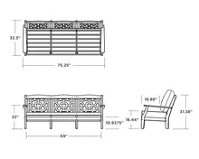 Martha Stewart by POLYWOOD® Chinoiserie Deep Seating Sofa in Sand/Buffalo Plaid Dune Burlap