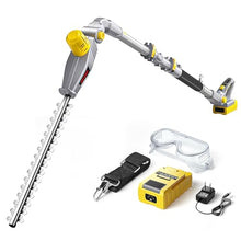 Qiokoith Cordless Hedge Trimmer, Electric with Extension Pole, 410mm Dual Blade, 16mm Cutting Capacity, Adjustable Design for Efficient Trimming