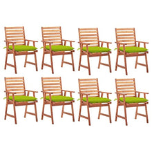 Patio Dining Chairs 8 pcs with Cushions Solid Acacia Wood White and Other