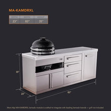 Mont Alpi Premium 83" Heavy Duty Kamado Charcoal Smoker Grill Module for 18-inch Big Green Egg Kamado Joe Akorn Pit Boss Charcoal Smoker Outdoor Kitchen Island Cart with Storage Drawers and Cabinets