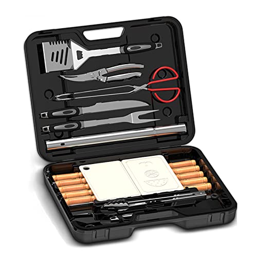 29Pcs Stainless Steel Grilling Kit, BBQ Tools Set with Portable Compact Carry Case, Grill Accessories, Grill Accessories for Travel, Picnics, Rvs, Camping, BBQ,