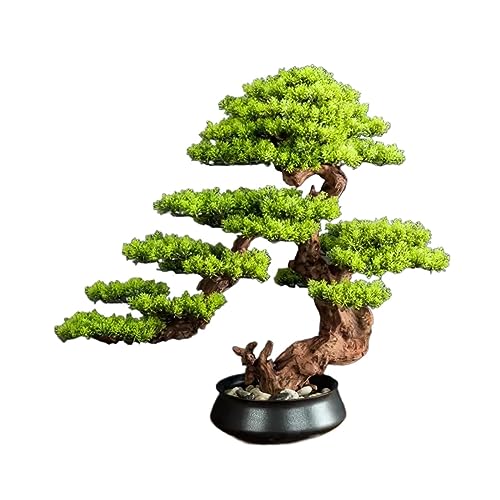 Artificial Bonsai Simulated Bonsai Welcoming Guests Pine Green Plant Bonsai Decoration Landscape Hotel Living Room Decoration Indoor Landscape for Home Office