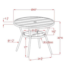 Furniture of America Devey 40" W Aluminum Round Patio Bistro Table Natural Tone