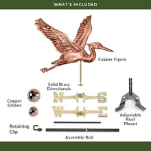 Good Directions 3-Dimensional Blue Heron Copper Weathervane, Includes Adjustable Roof Mount for Easy Installation - Hand-Polished Copper