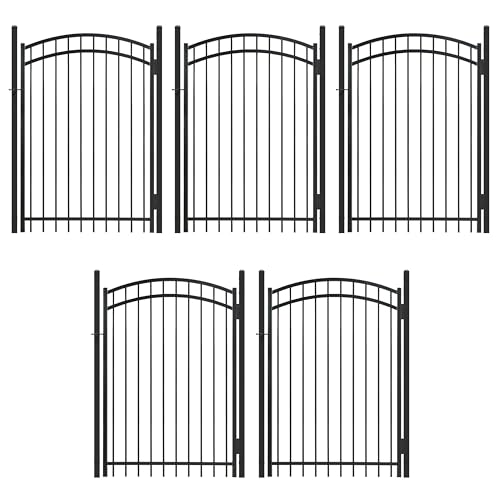 Fencer Wire Heavy Duty Flat Top X-Pattern Fence Gate Black, 6FT x 4FT, Pack of 5