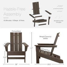 DuroGreen Aria Adirondack Chairs Set of 4 Oversized All-Weather Brazilian Walnut