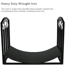 EliteBloom Indoor Firewood Log Rack with Scrolls, Heavy Duty Wrought Iron Firewood Holder, Powder-Coated Lumber Storage for Patio, Deck, and Fireplace