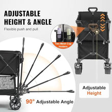 Foldable Double Decker Wagon, 400l Collapsible Wagon Cart with All-Terrain Wheels, Heavy Duty Folding Wagons Cart 350 Lbs Weight Capacity for Camping,Shopping,Garden,52" Extra Long Extender
