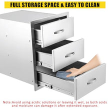 304 Stainless Steel Triple Outdoor Kitchen Drawers – Flush Mount, Weatherproof & Rust-Resistant Storage Organizer, Soft-Close & Smooth Glide for BBQ Island, Patio Grill – 14"W x 23"D x 21"H