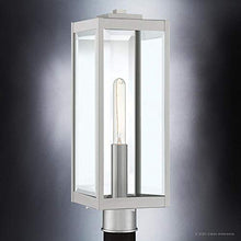 Urban Ambiance Luxury Modern Farmhouse Outdoor Post/Pier Light, Large Size: 20.5" H x 7" W, with Industrial Style Elements, Stainless Steel Finish, UQL1363, Quincy Collection