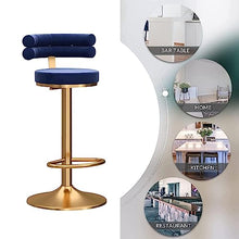 IPSU 360° Swivel Bar Stools Set of 4 Height Adjustable Velvet Blue