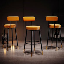 DINBOZ26X Counter Stools Green Barstool Iron High Chair Leather Household Reclining Bar Stool Bar Chair Gold Chair Feet Bar Stools(Large)