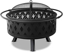 Garden Fire Pit Grill Bowl Grill Barbecue Rack Fire Pit Bowl, Outdoor Metal Firepit,BBQ Grill Fire with Grille, Sticks for Fire Pit, Fire Pit with Cover BBQ Cooking for Camping Backyard