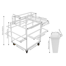 WANLECY Flower Cart Display, 3 Layers Flower Bar Stand with 18 Buckets and Worktable Flower Display Stand for Balcony Garden Florist Shop (White)