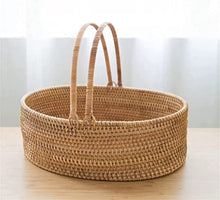 QUQUQ Picnic Basket for Outdoor Rattan Hand Basket Picnic Basket Living Room Bedroom Desktop Storage Basket Shopping Basket(32 * 28 * 10cm)