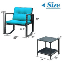 DUYHBAWRS 3PCS Patio Rattan Furniture Set Rocking Chairs Cushioned Conversation Set