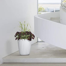 Crescent Garden Pleat Modern Decorative Planter, Indoor/Outdoor Pot, Resin Plant Pot with Drain Hole - 23" W x 27" H (Cloud White)