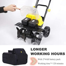 MekUk Garden Tiller & Cultivator Cordless Electric Tiller, Garden Power Rotavator/Cultivator w/4 Blades, Working Width 36CM & 20CM Tilling Depth for Garden Care Compacted Soils and Lawn Yard