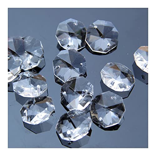 JUIYU Garden Suncatchers 14mm Clear Crystal Octagon Beads in 2 Holes, Crystal Wedding Decoration, Crystal Chandelier Accessories, 10000pcs Handmade Pendant Necklaces