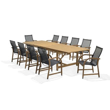 Amazonia Franklin 11-Piece Teak Finish Extendable Rectangular Patio Dining Set Light Brown