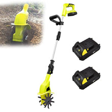Cordless Electric Tiller Cultivator,Garden Rototiller for Soil Digging,10cm Working Width, 20cm Tilling Depth(Size:2*Battery)
