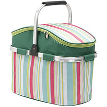 Oxford Cloth Insulated Picnic Basket Water Resistant Leakproof Collapsible Portable Cooler Basket Lunch Bag with Aluminum Handle for Women