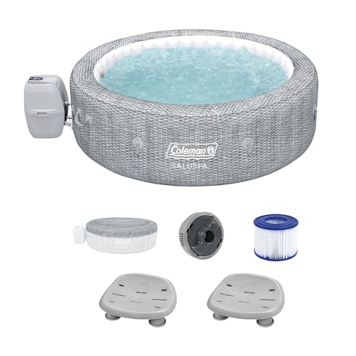 Coleman SaluSpa Sicily AirJet Hot Tub with 180 Jets & Bestway Adjustable Seats Gray
