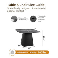 Hassyee 44" Outdoor Pedestal Dining Table with Black Sintered Stone Tabletop, Multi-Functional Patio Accent Table with Aluminum Pedestal Base for Deck, Poolside, Balcony