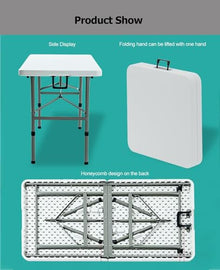 HAIXHX 48〞Fold-in-Half Portable Picnic Party Dining Camp Table Top, HDPE Tabletop with Steel Legs, Rectangular Foldable Table Top for Indoor, Load Capacity 1323 Lbs(Yellow)