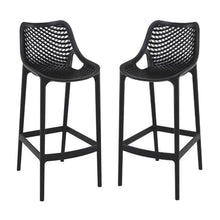 Pemberly Row Polypropylene Patio Bar Stool in Black - Set of 2