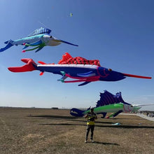 TiffyDance 56 Ft 3D Inflatable Swordfish Kite Pendant Red Blue