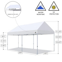 Eurmax USA Upgraded Apex PRO Aluminium 10x20 Pop Up Canopy Tent,Commercial Instant Shelter for Outdoor Events,Patented No-Tip Rolling Bag with 6 Sandbags,UV & Water Resistant,Heavy Duty Gazebo (White)