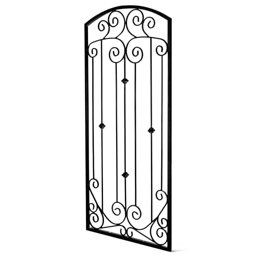 H Potter Scroll Garden Trellis 72" H, Freestanding Heavy Duty Iron, Black