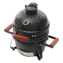 Ceramic BBQ Charcoal Grill, 13 Inch Kamado Grill with Temperature Range 50-800°F, Outdoor Smoker Grill for Backyard Patio, Black