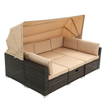 YWMLFZ Outdoor Sunbathing Rattan Sofa Steel Chaise Metal Chair Modular Sectional Sets with Roof