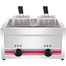 Professional Commercial Gas Fryer, Stainless Steel LPG Fryer, Adjustable Firepower, with Baskets and Lid, Easy Cleaning Doublecylinder10l+10l