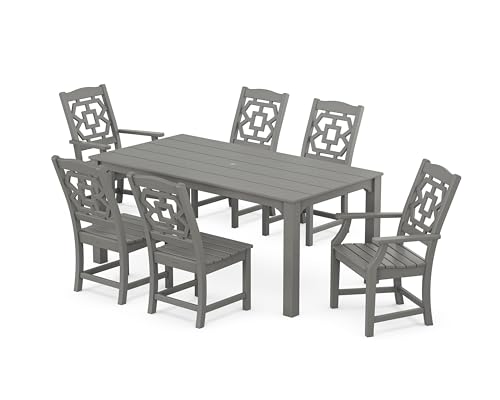 Martha Stewart by POLYWOOD® Chinoiserie 7-Piece Parsons Dining Set (Exclusive) in Slate Grey
