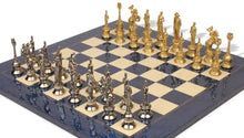 The Chess Store Napoleon Theme Brass & Nickel Chess Set with Blue Ash Burl Board