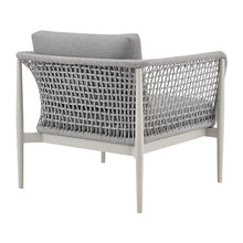 Armen Living Rhodes Outdoor Patio 4 Piece Conversation Set Aluminum Sintered Stone Light Gray
