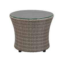 Alaterre Furniture Bistro All-Weather Conversation Set with Two Round Chairs and Glass Top Table Coffee